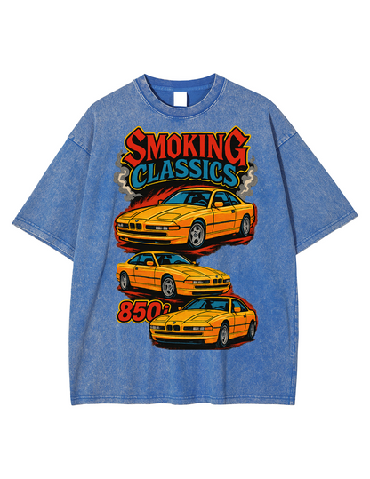 SMOKING CLASSICS "850i" T-Shirt (Ash Black & Blue)