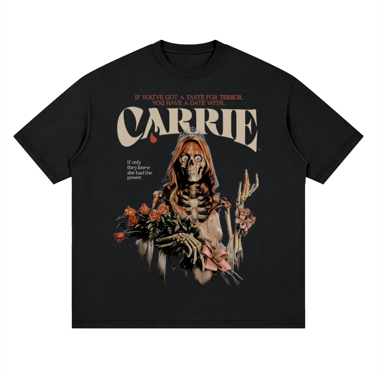 Carrie Prom Queen Skeleton Horror Heavyweight Streetwear T-Shirt