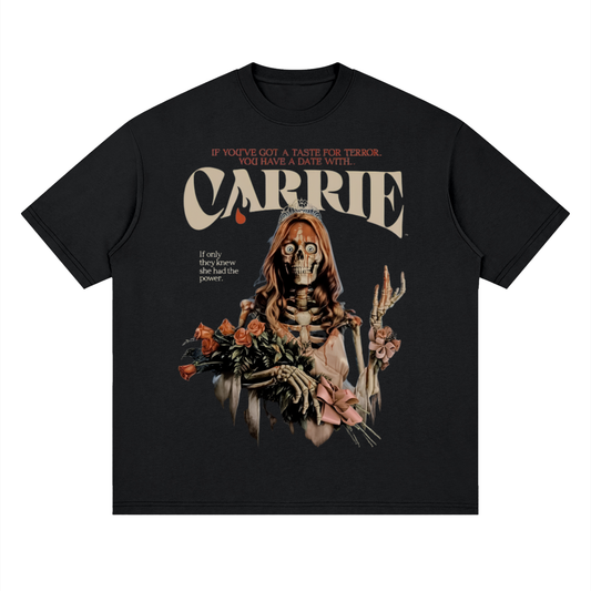 Carrie Prom Queen Skeleton Horror Heavyweight Streetwear T-Shirt