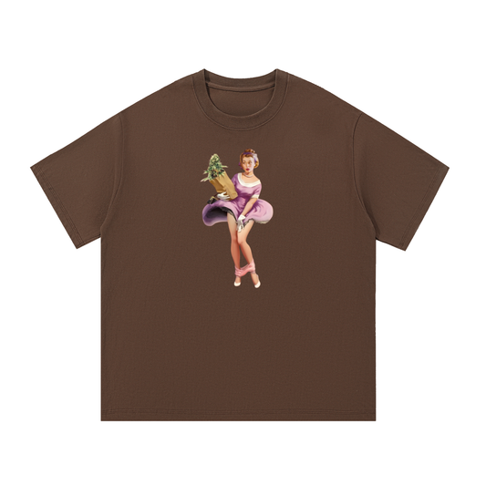 Retro Pin Up Girl Weed Graphic Tee Cannabis 420 Stoner Essential Cotton Shirt