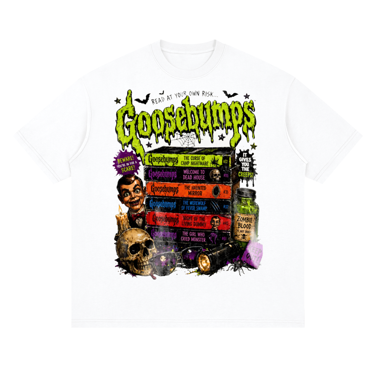 Goosebumps Books Stack Heavyweight Streetwear T-Shirt