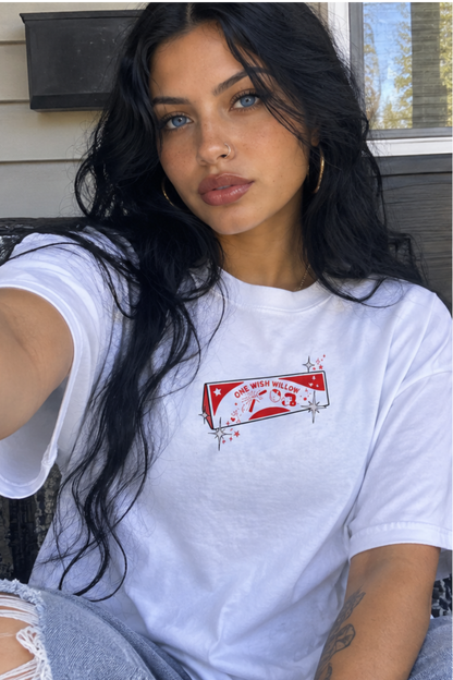 One Wish Willow T-Shirt White Cotton Graphic Tee Oversized Unisex